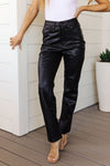 Judy Blue Tanya Control Top Faux Leather Pants in Black