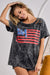 BiBi US Flag Washed Laser Cut T-Shirt