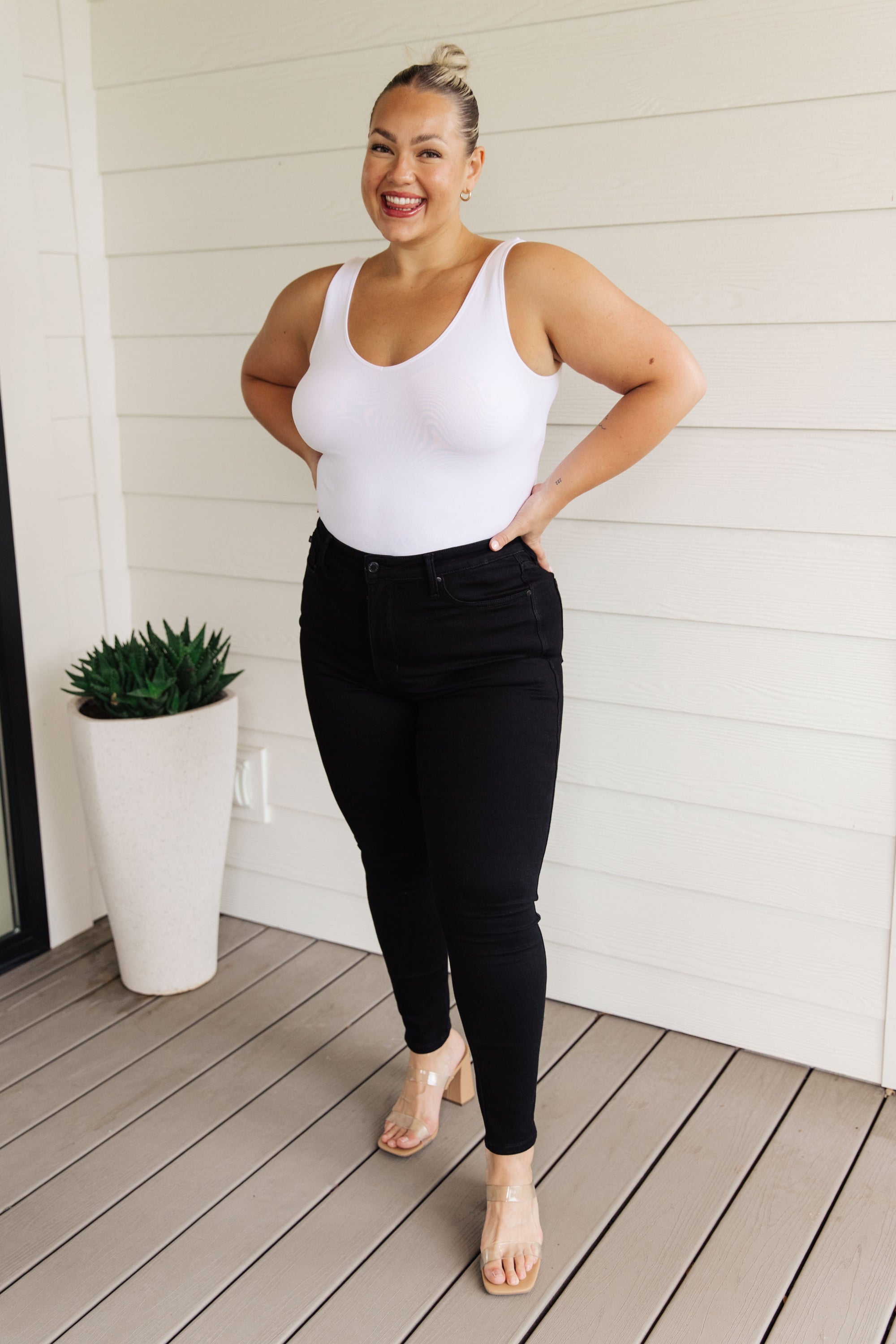 Judy Blue Jeans  Plus Size Black High Rise Tummy Control Top