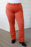 Judy Blue - Autumn Mid Rise Slim Bootcut Jeans in Terracotta