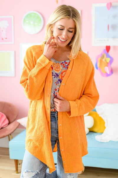 Sample Corey Button Up Top in Tangerine