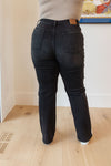 Judy Blue Eleanor High Rise Classic Straight Jeans in Washed Black