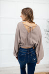 Sample Flirty Feels Ribbed Top in Taupe
