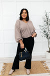 Sample Flirty Feels Ribbed Top in Taupe