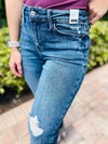 Judy Blue Mid-Rise Destroy & Single Cuff Dad Jean Straight Jeans