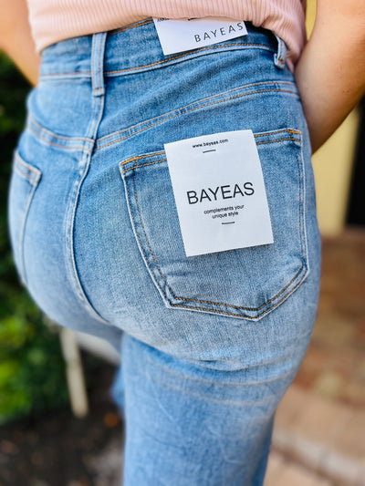 Bayeas High Rise Distressed Wide Leg Cropped Jeans