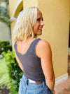 Relevant Ribbed Seamless Reversible Tank in Charcoal