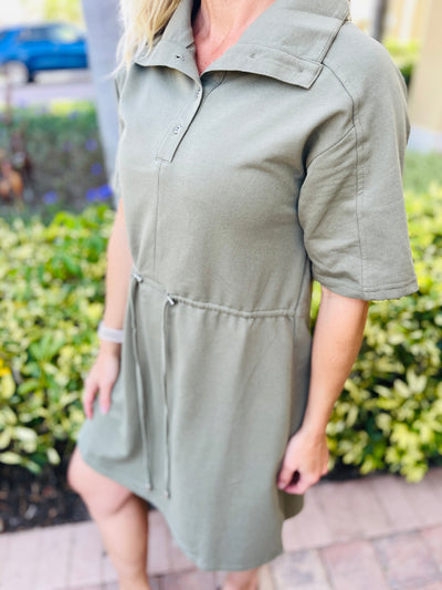 Sample Darla Button Up Collared Dress in Olive