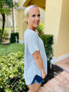 A Wink and a Smile Waffle Knit Top in Light Grey