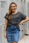 e.Luna Full Size Chunky Knit Short Sleeve Top in Gray