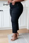 Judy Blue Lizzy High Rise Control Top Wide Leg Crop Jeans in Black