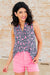 Lizzy Tank Top in Grey and Pink Leopard