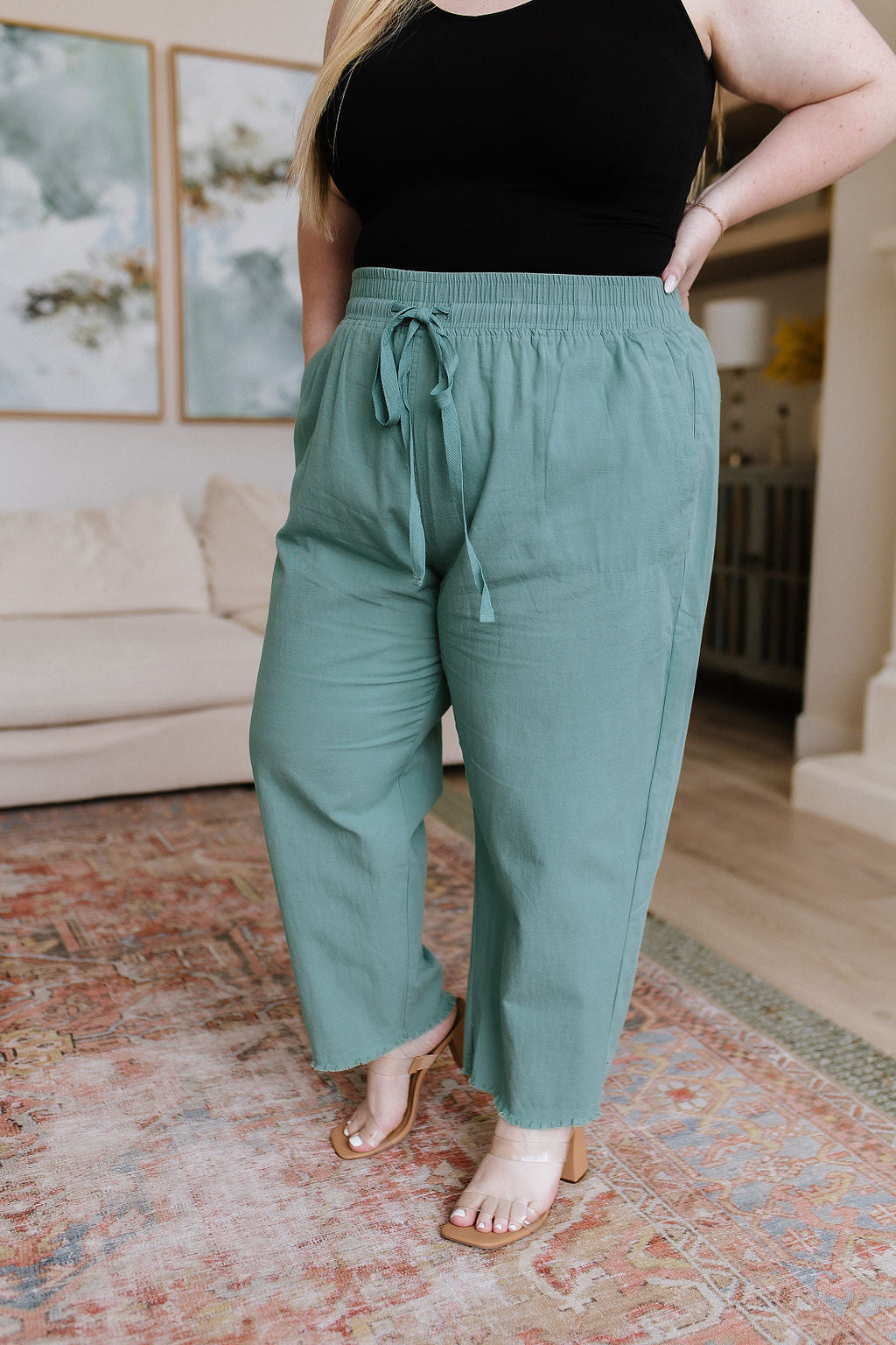 Sample Love Me Dearly High Waisted Pants in Jade