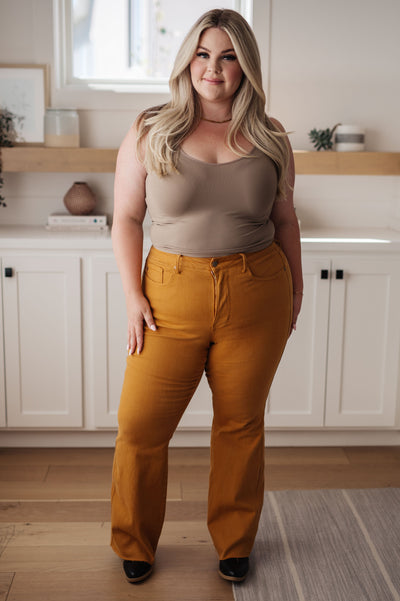 Judy Blue - Melinda High Rise Control Top Flare Jeans in Marigold