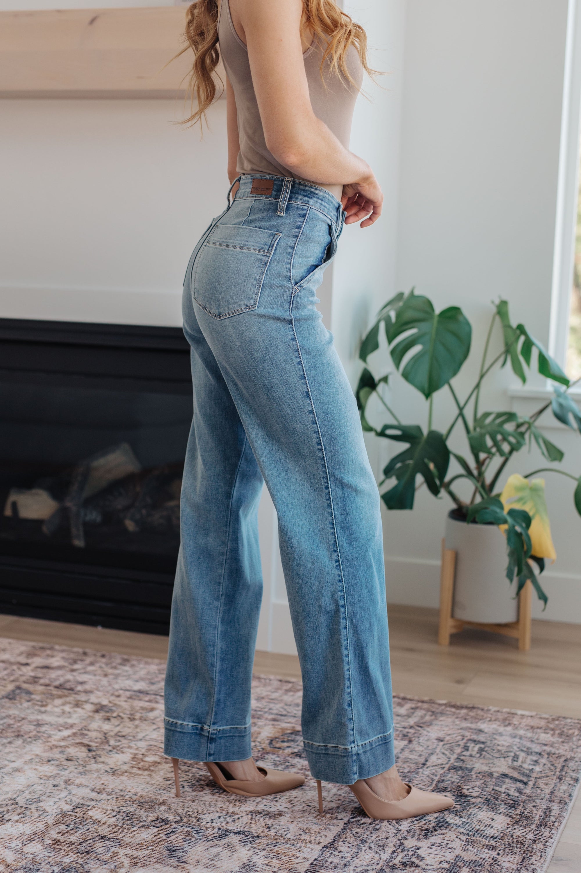 Judy Blue Mindy Mid Rise Wide Leg Jeans - Bella Jade