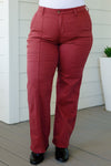 Judy Blue - Phoebe High Rise Front Seam Straight Jeans in Burgundy