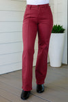 Judy Blue - Phoebe High Rise Front Seam Straight Jeans in Burgundy