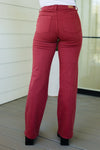 Judy Blue - Phoebe High Rise Front Seam Straight Jeans in Burgundy