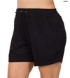 Zenana Black Linen Drawstring Shorts
