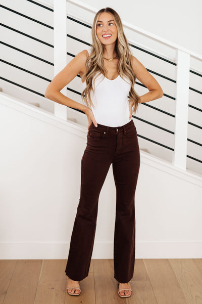 Judy Blue - Sienna High Rise Control Top Flare Jeans in Espresso