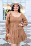 Sample Sweetest Soul Tiered Knee Length Dress In Camel