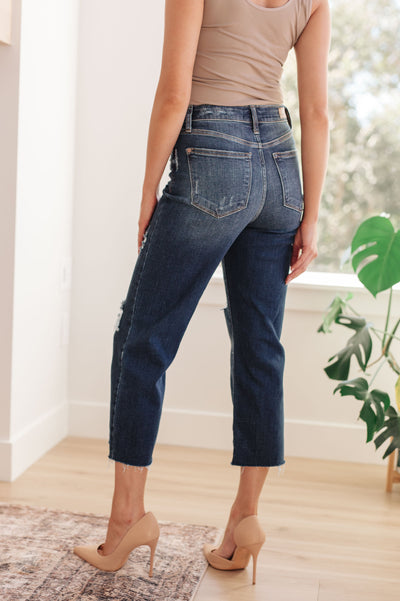 Judy Blue - Whitney High Rise Distressed Wide Leg Crop Jeans