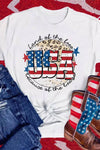 USA Flag Slogan Graphic Print Short Sleeve T Shirt
