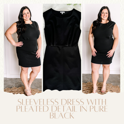 Sleeveless Dress With Pleated Detail In Pure Black