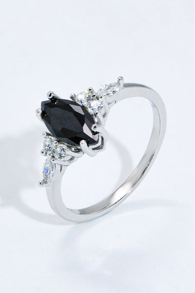 Black Agate Sterling Silver Ring