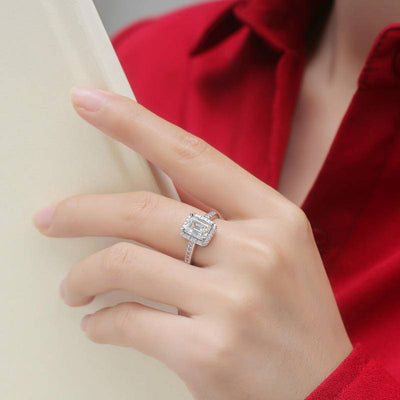 925 Sterling Silver Square-Shaped Moissanite Adjustable Ring