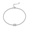 Rectangle-Shaped 925 Sterling Silver Moissanite Charm Bracelet