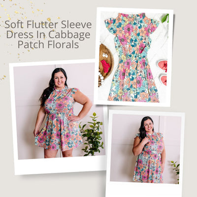 Soft Flutter Sleeve Dress In Cabbage Patch Florals