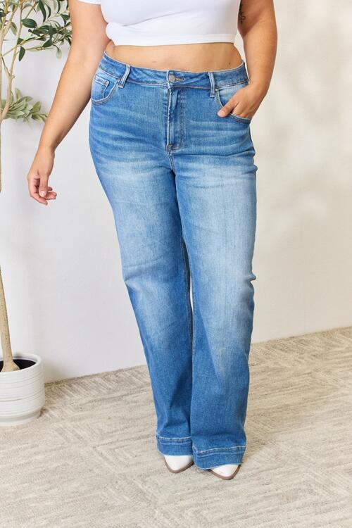 High waist straight jeans