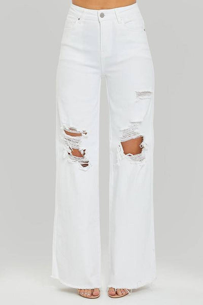 Risen Charlie High Rise Distressed Wide Leg Dad Jeans