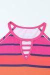 Multicolor Hollowed Out Striped Tank Top