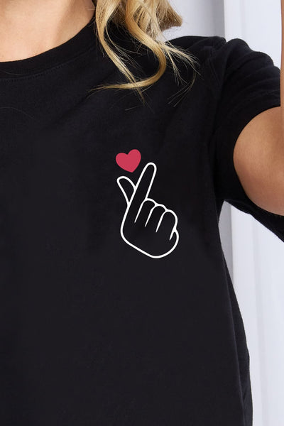 Finger Heart Emoji Graphic Cotton T-Shirt