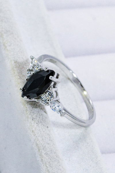 Black Agate Sterling Silver Ring