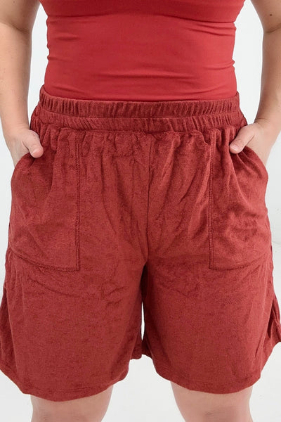 Sample Zenana Loop Terry Elastic Waist Shorts With Pockets