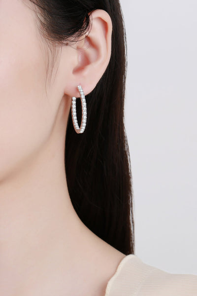 Moissanite Rhodium-Plated Hoop Earrings