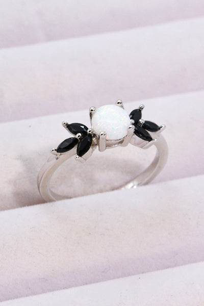 Opal and Zircon Contrast Ring
