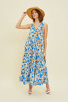 HEYSON Full Size Printed Crochet Trim Maxi Dress