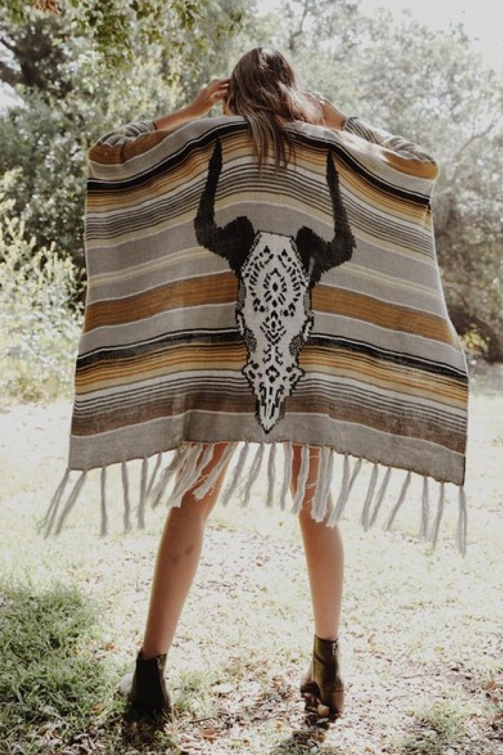 Desert Wanderer Striped Poncho