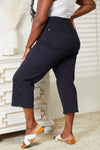 Judy Blue High Waist Tummy Control Wide Cropped Jeans in Navy