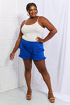 Relaxed Aura Ruffle Trim Shorts in Cobalt