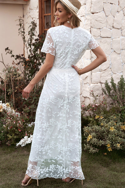 Greecian Embroidered Maxi Dress