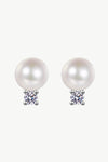 Moissanite Pearl Stud Earrings