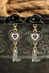Black Cowboy Hat And Boots Earrings