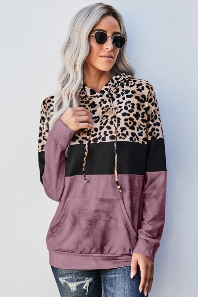 Leopard Color Block Hoodie