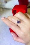 Sapphire 1 Carat Moissanite  Emerald Cut Ring