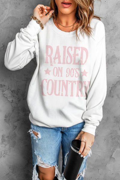 Raised On 90'S Country Print Pullover Sweatshirt